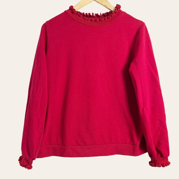 Who What Wear Red Crewneck Mockneck Ruffle Sweater Size L - Picture 1 of 8